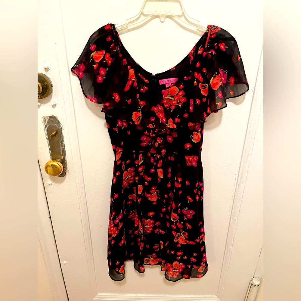 Betsey Johnson size S black and pink dress